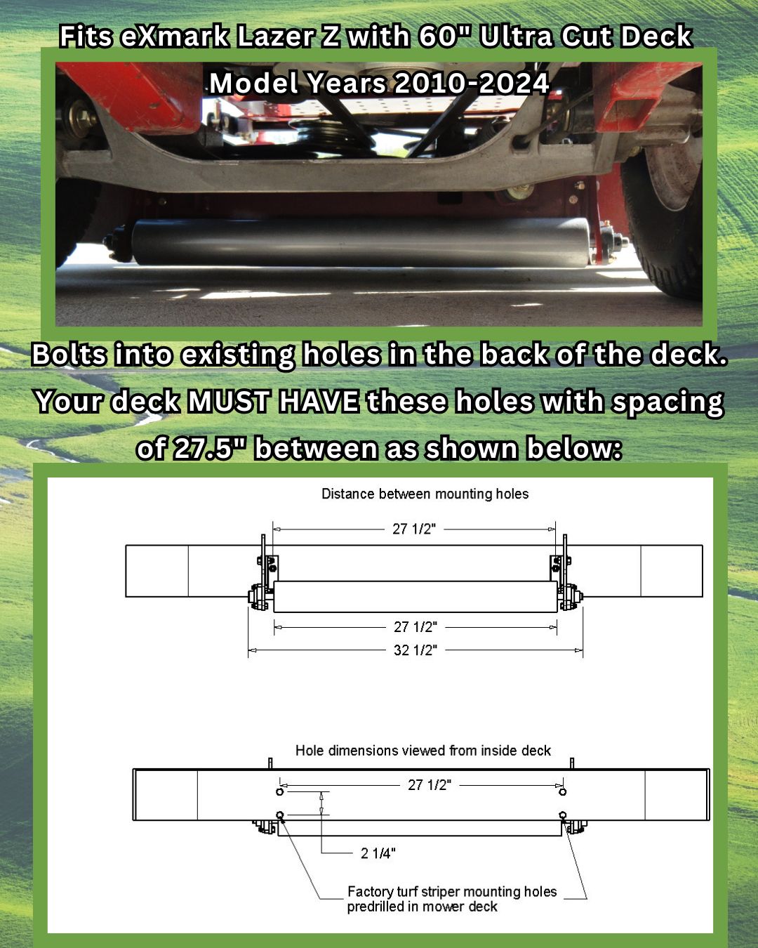 Lawn Striping Kit for 2010-2024 eXmark Lazer Z with 60" Ultra Cut Series 4 or 6 Deck