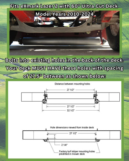 Lawn Striping Kit for 2010-2024 eXmark Lazer Z with 60" Ultra Cut Series 4 or 6 Deck